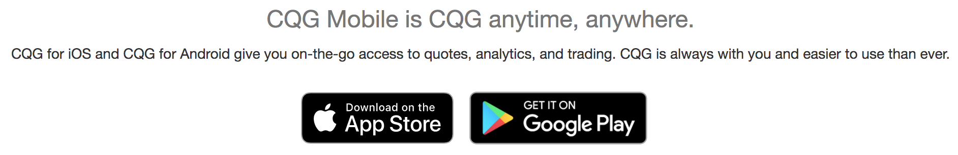 CQG MOBILE for a no-risk, 2-week free trial today